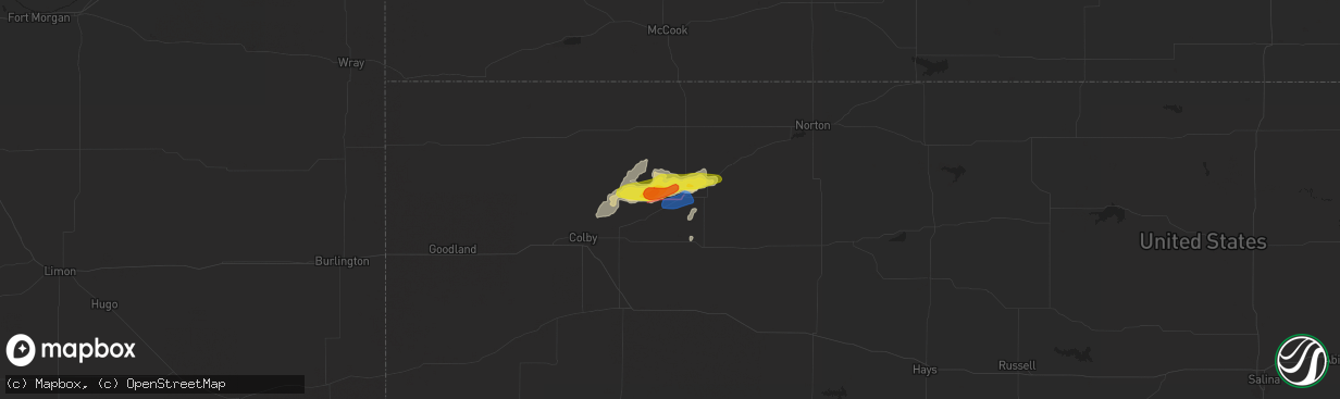 Hail map in Selden, KS on May 24, 2021