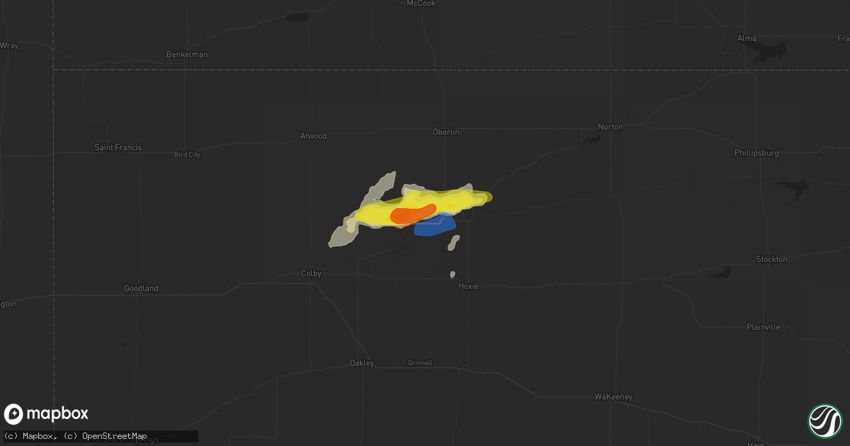 Hail map in Selden, KS on May 24, 2021