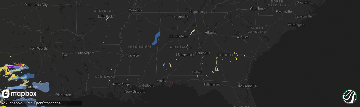 Hail map in Alabama on May 24, 2022