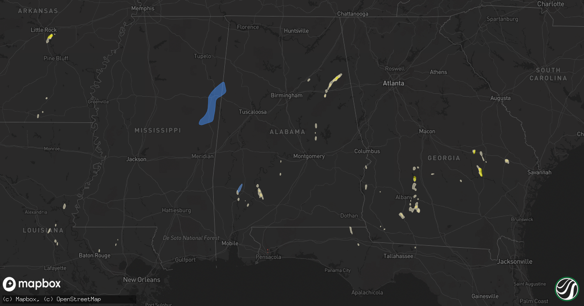 Hail map in Alabama on May 24, 2022