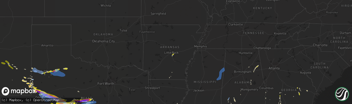 Hail map in Arkansas on May 24, 2022