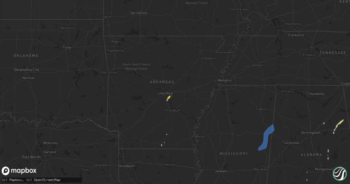 Hail map in Arkansas on May 24, 2022