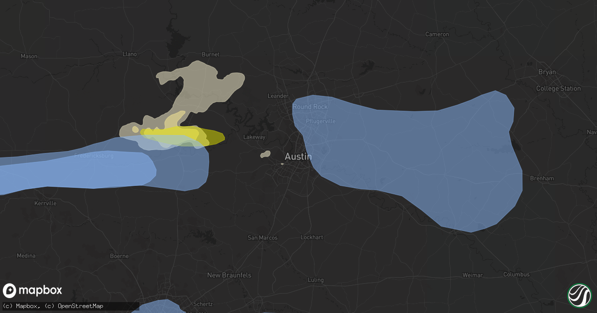 Hail map in Austin, TX on May 24, 2022