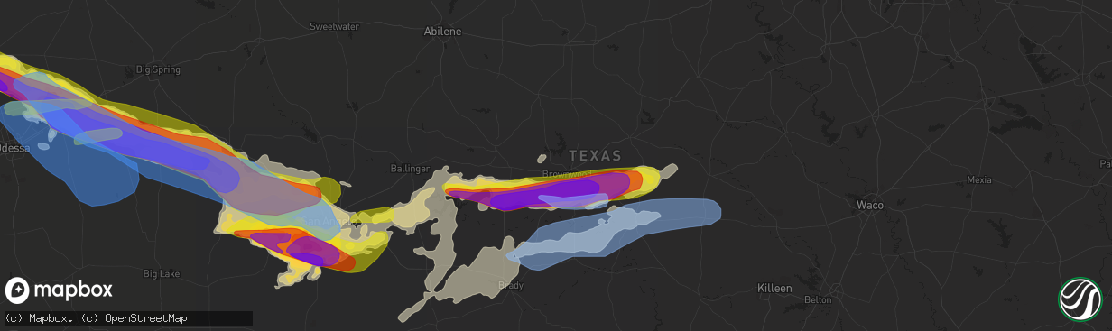 Hail map in Brownwood, TX on May 24, 2022