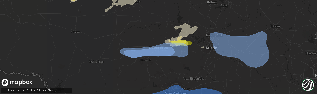 Hail map in Fredericksburg, TX on May 24, 2022
