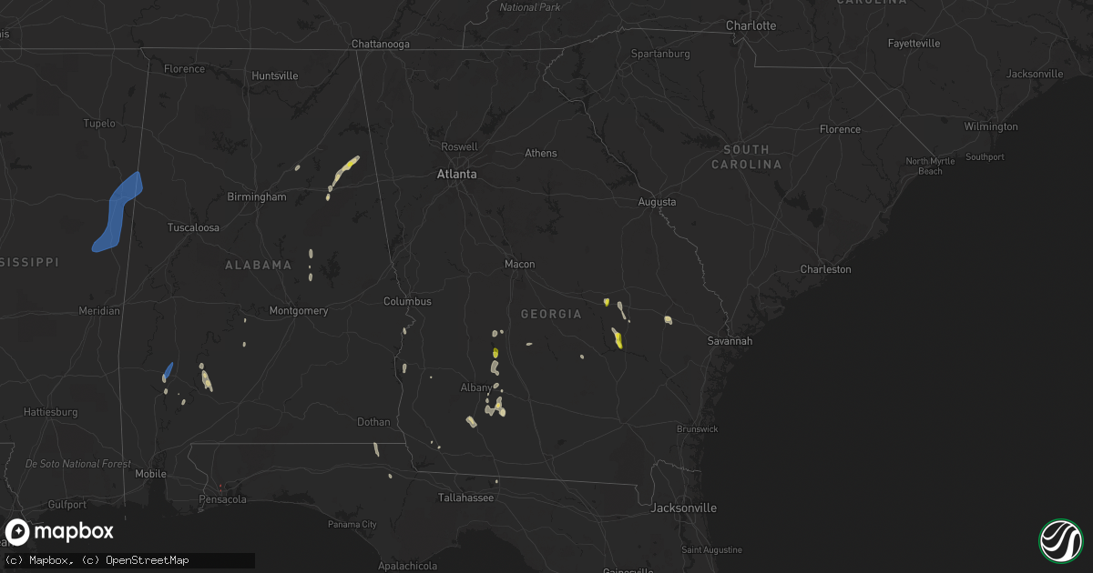 Hail map in Georgia on May 24, 2022