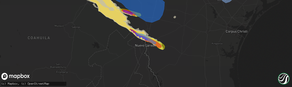 Hail map in Laredo, TX on May 24, 2022