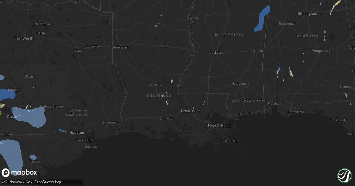 Hail map in Louisiana on May 24, 2022