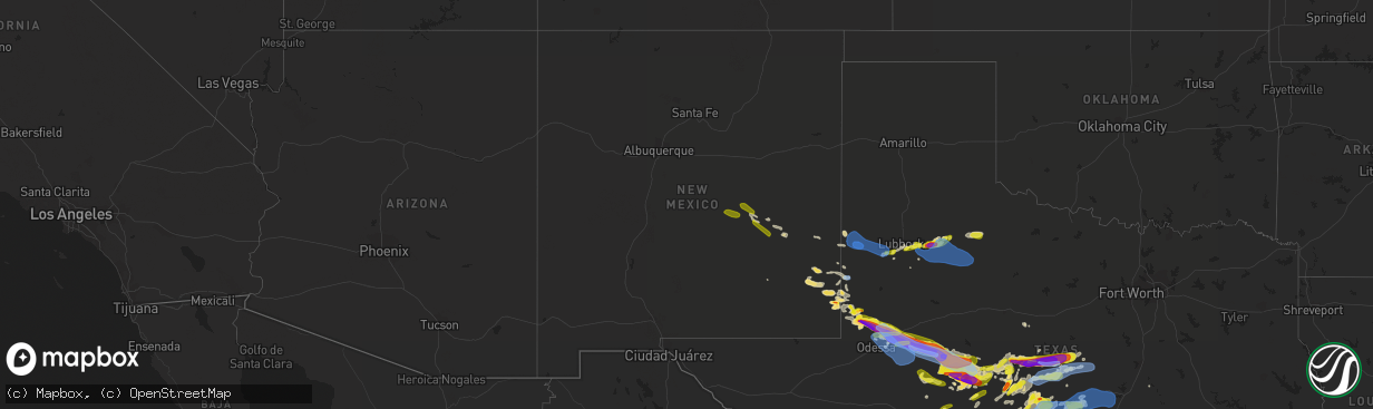 Hail map in New Mexico on May 24, 2022