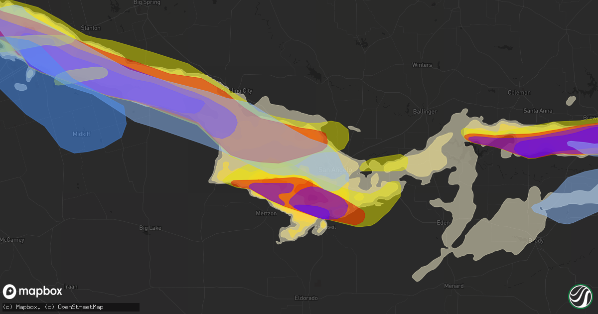 Hail map in San Angelo, TX on May 24, 2022