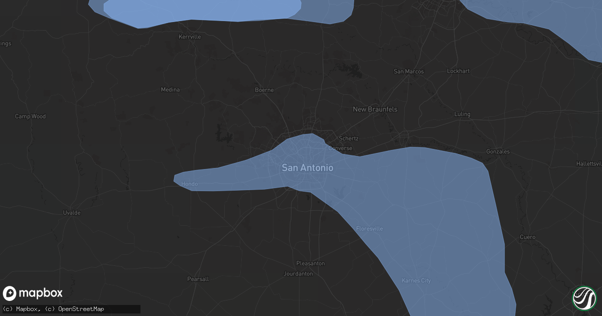 Hail map in San Antonio, TX on May 24, 2022