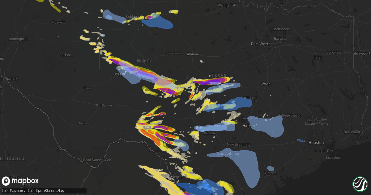 Hail map in Texas on May 24, 2022