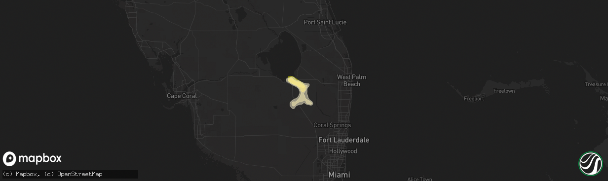 Hail map in Belle Glade, FL on May 24, 2023