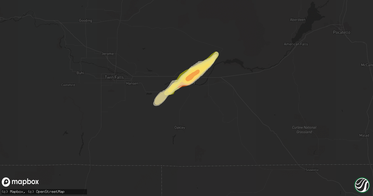 Hail map in Burley, ID on May 24, 2023