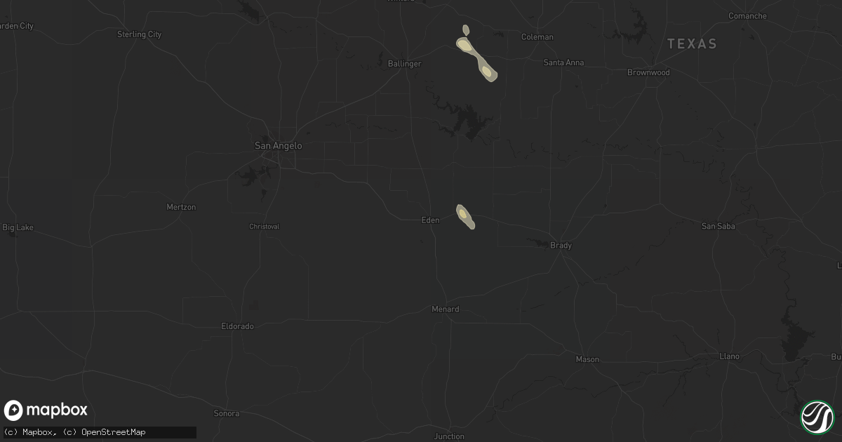 Hail map in Eden, TX on May 24, 2023