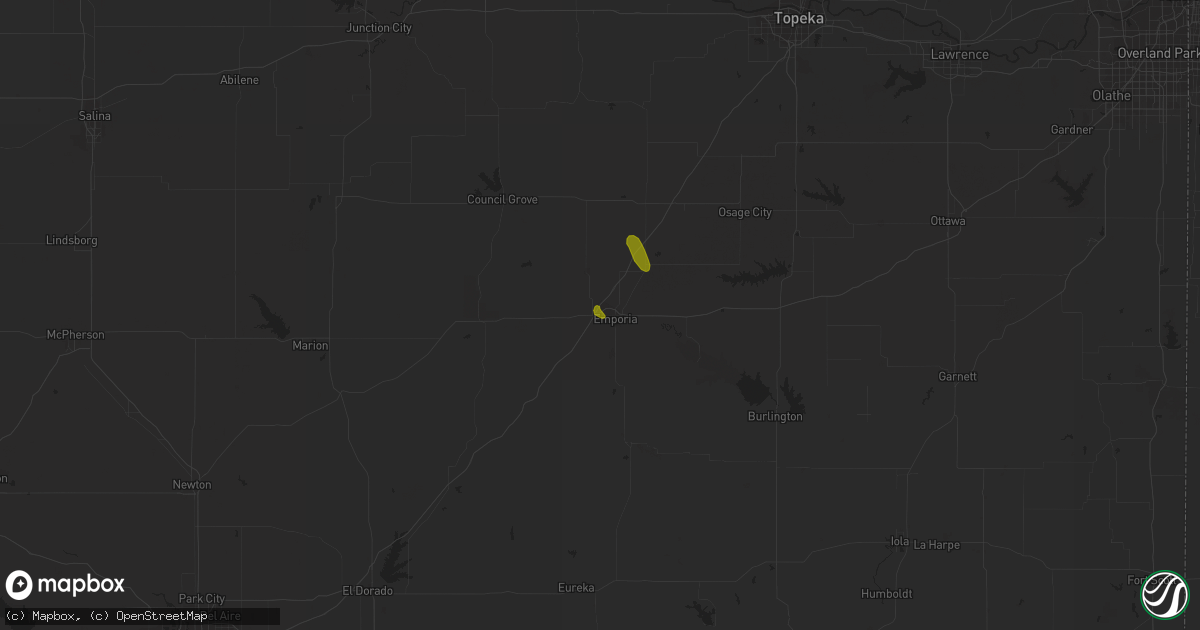 Hail map in Emporia, KS on May 24, 2023
