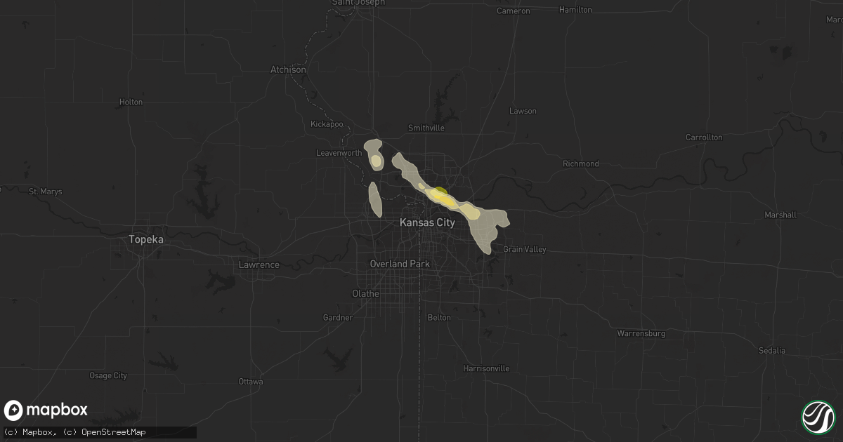 Hail map in Kansas City, MO on May 24, 2023