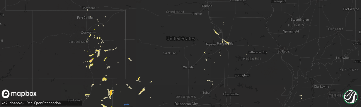 Hail map in Kansas on May 24, 2023