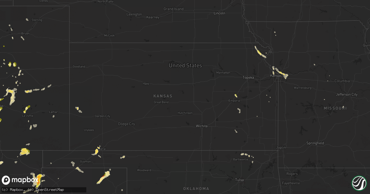 Hail map in Kansas on May 24, 2023