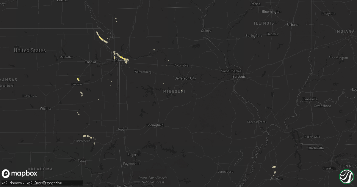 Hail map in Missouri on May 24, 2023