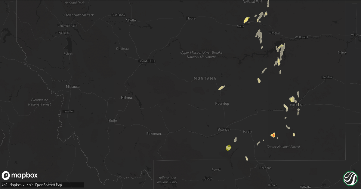 Hail map in Montana on May 24, 2023