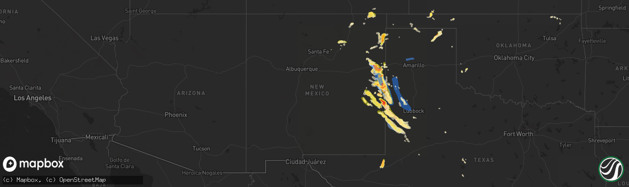 Hail map in New Mexico on May 24, 2023