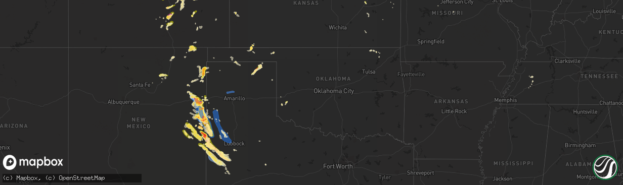 Hail map in Oklahoma on May 24, 2023