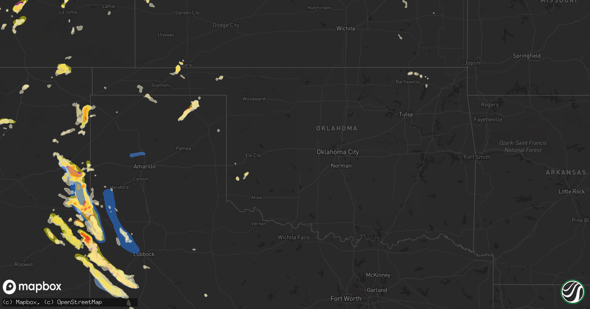 Hail map in Oklahoma on May 24, 2023