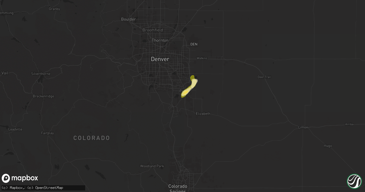Hail map in Parker, CO on May 24, 2023