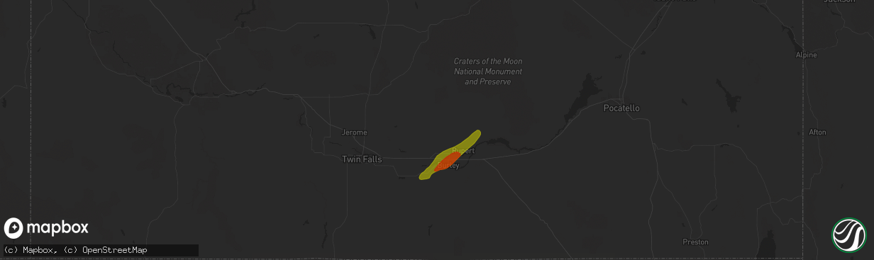 Hail map in Paul, ID on May 24, 2023