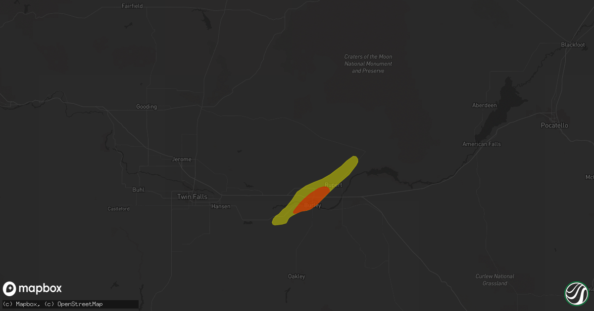 Hail map in Paul, ID on May 24, 2023