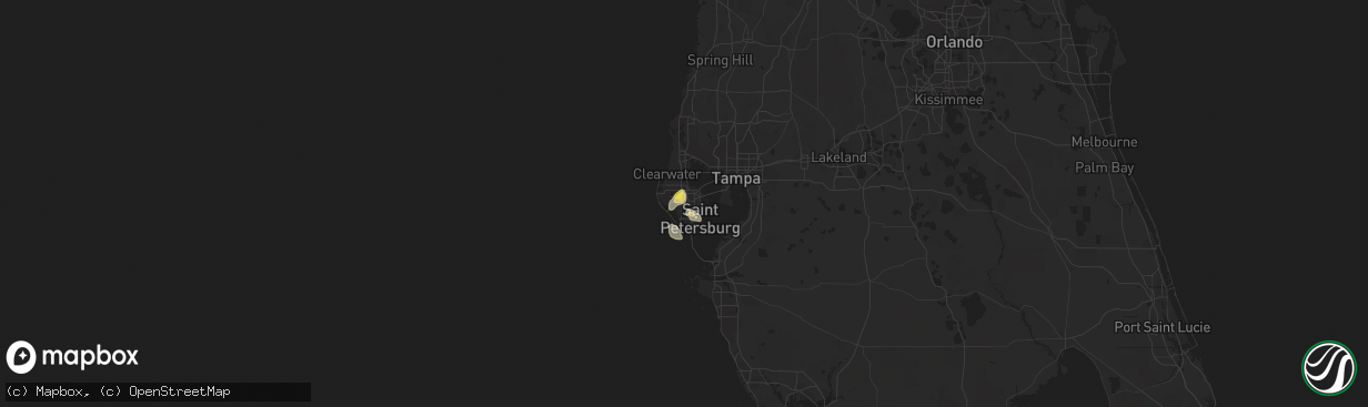 Hail map in Pinellas Park, FL on May 24, 2023