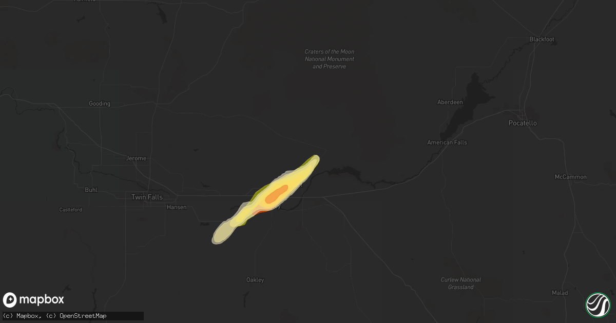 Hail map in Rupert, ID on May 24, 2023