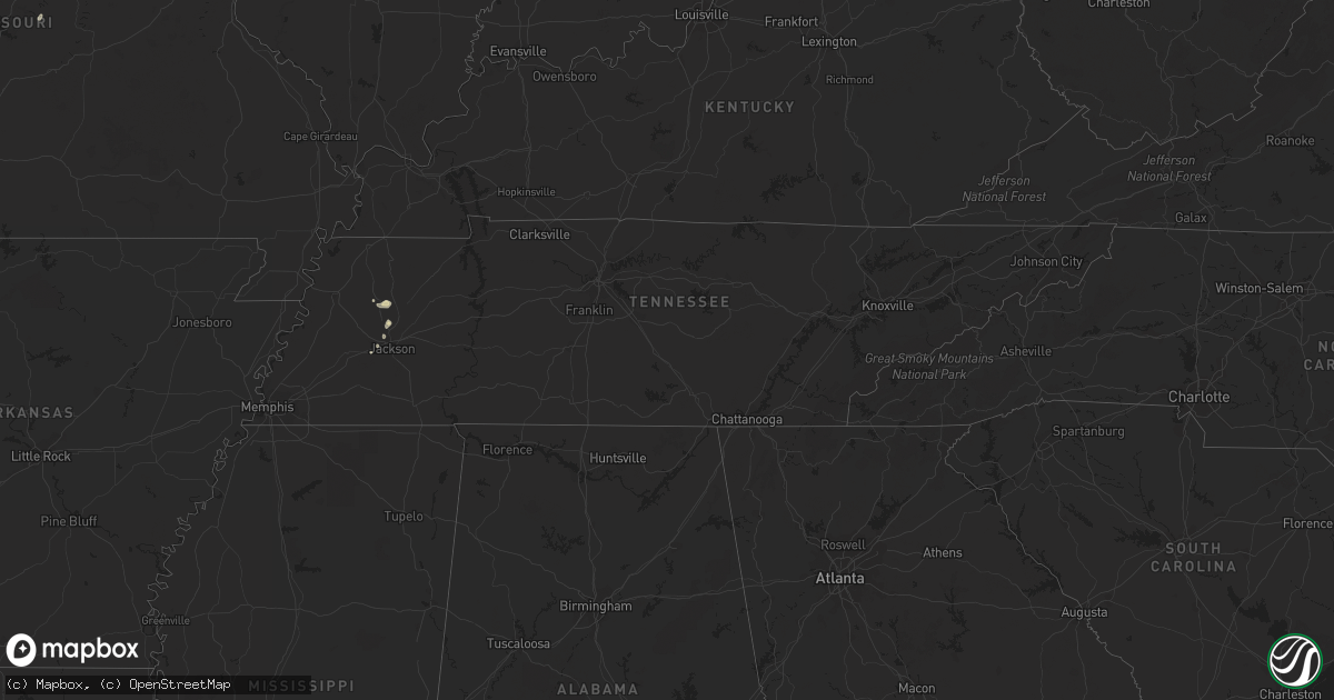 Hail map in Tennessee on May 24, 2023