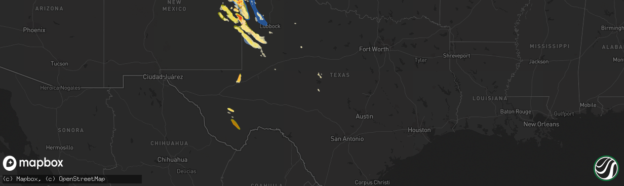 Hail map in Texas on May 24, 2023
