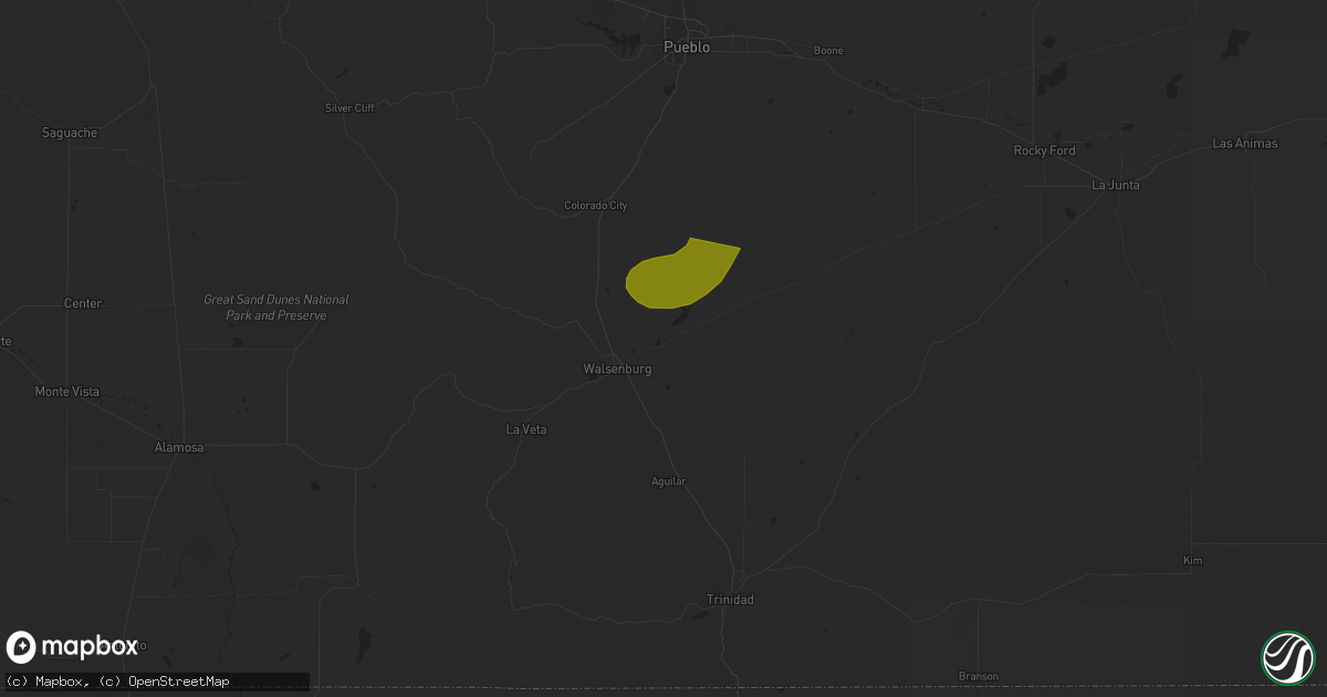Hail map in Walsenburg, CO on May 24, 2023