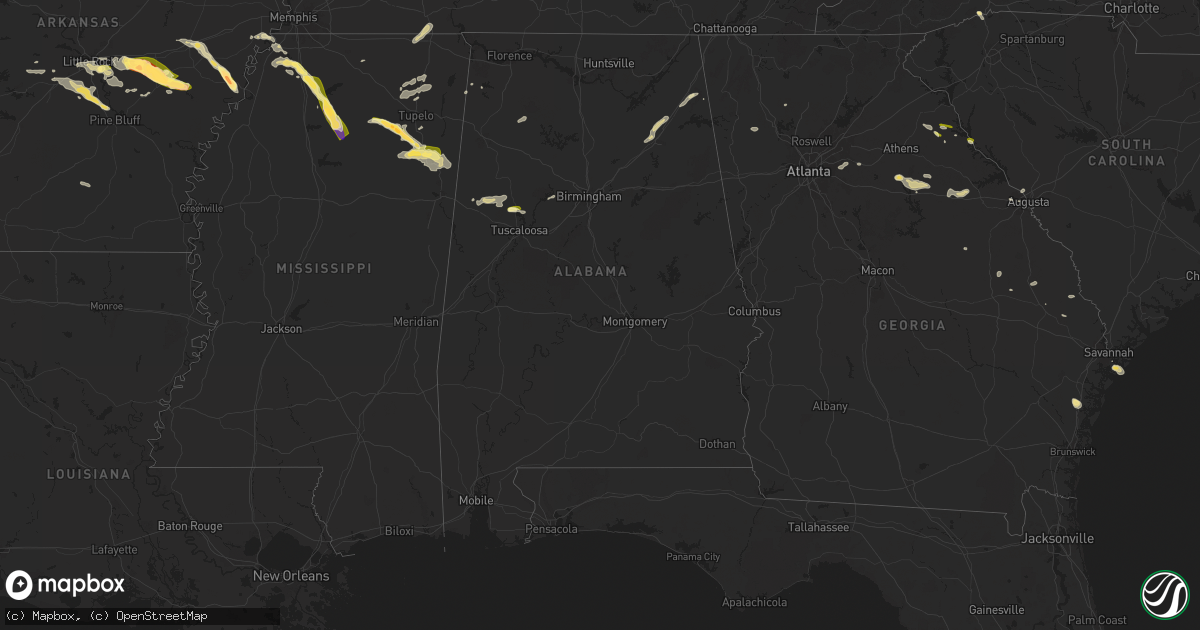 Hail map in Alabama on May 24, 2024
