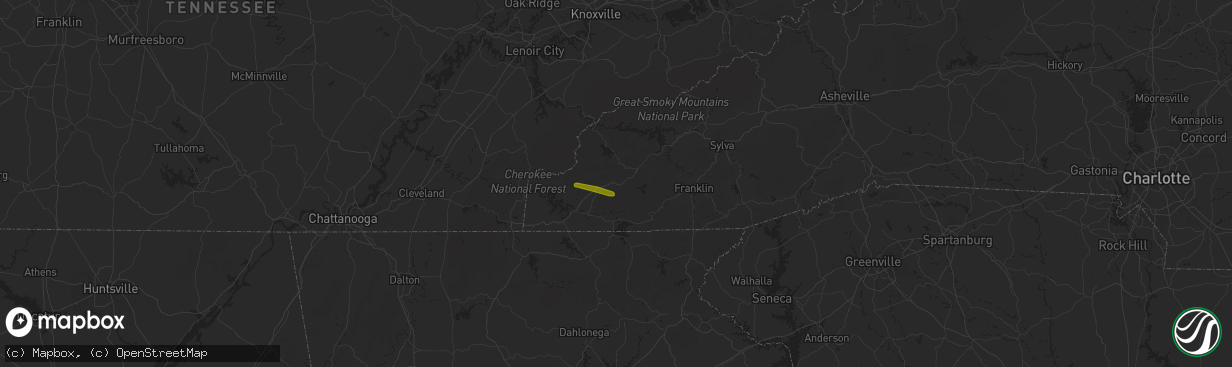 Hail map in Andrews, NC on May 24, 2024