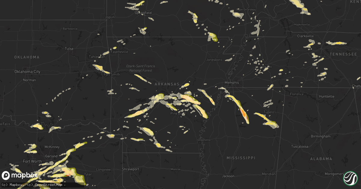 Hail map in Arkansas on May 24, 2024