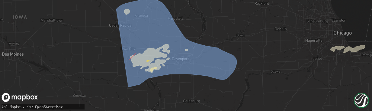 Hail map in Bettendorf, IA on May 24, 2024