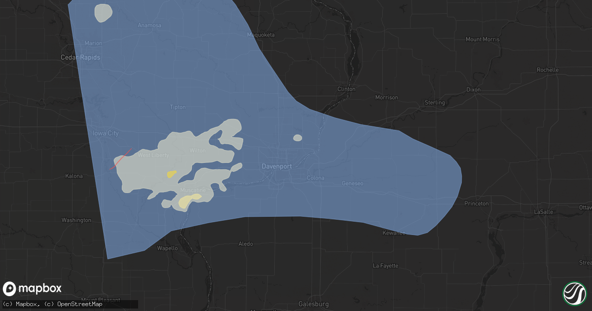 Hail map in Bettendorf, IA on May 24, 2024