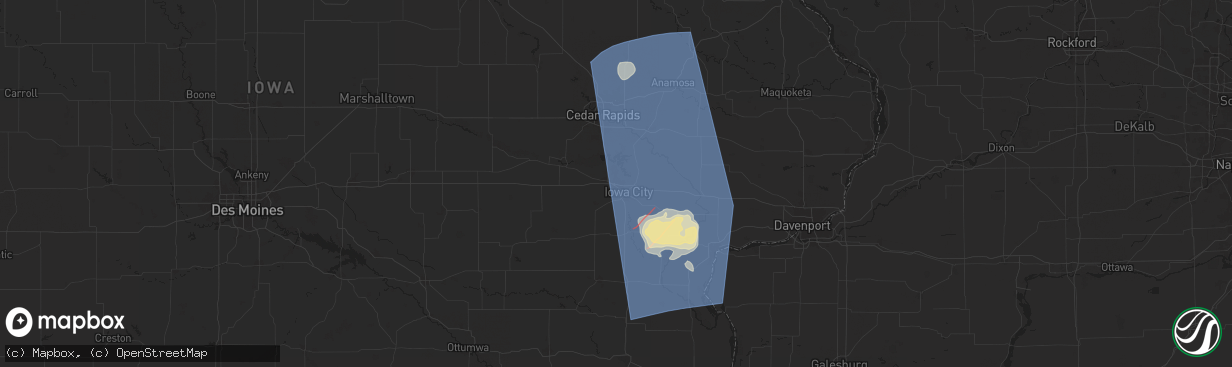 Hail map in Coralville, IA on May 24, 2024