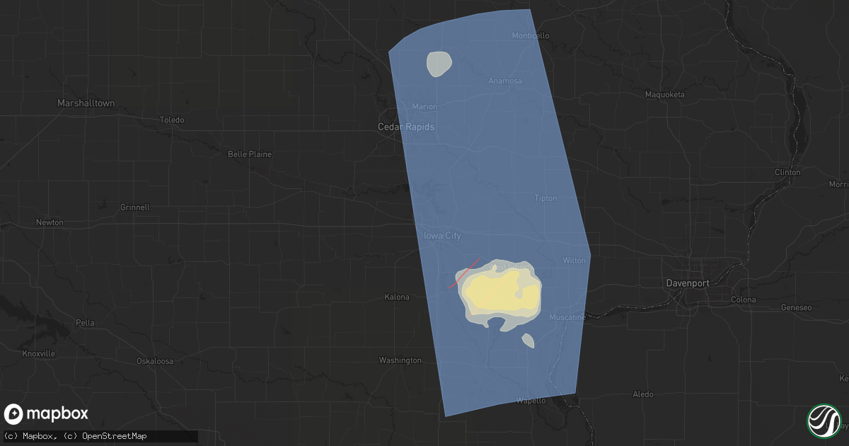 Hail map in Coralville, IA on May 24, 2024