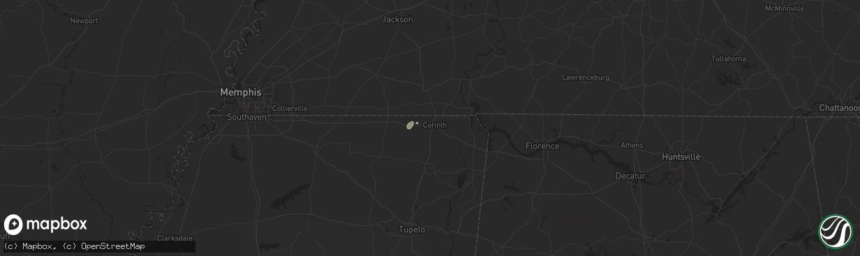 Hail map in Corinth, MS on May 24, 2024