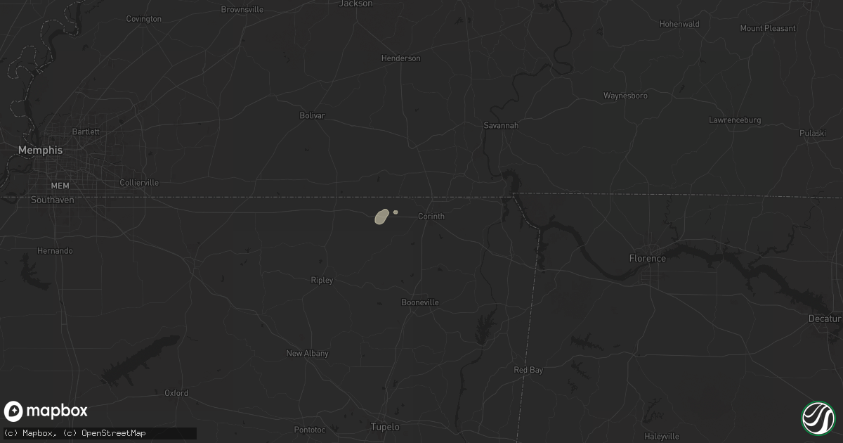 Hail map in Corinth, MS on May 24, 2024