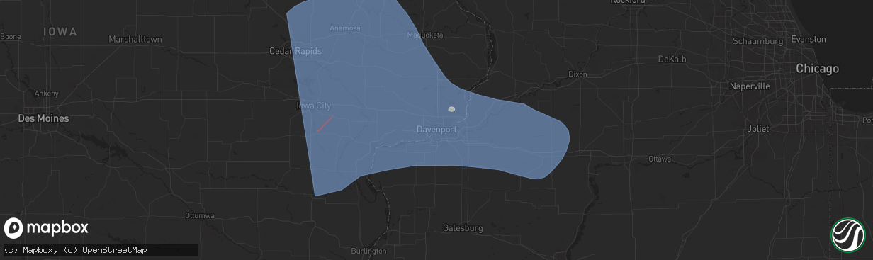Hail map in Davenport, IA on May 24, 2024