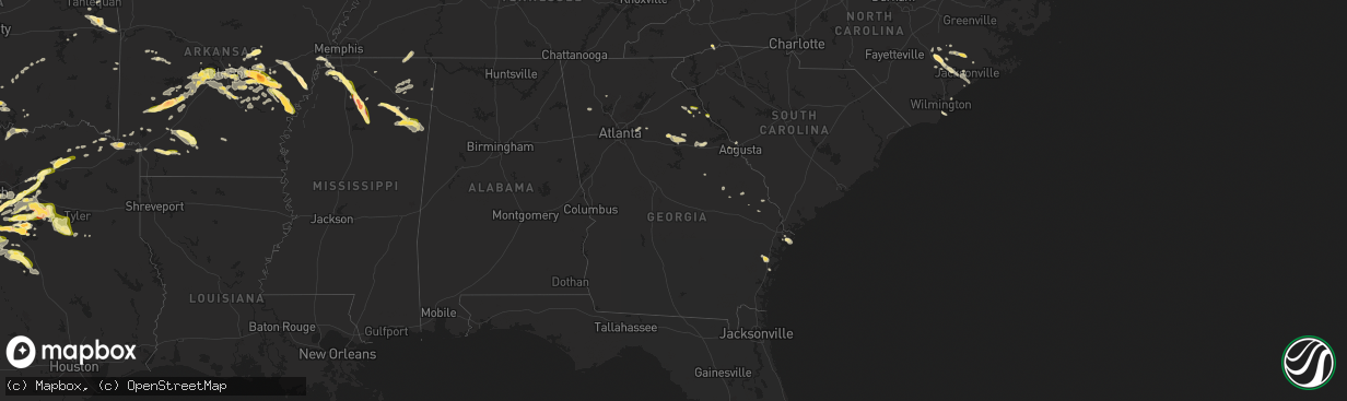 Hail map in Georgia on May 24, 2024