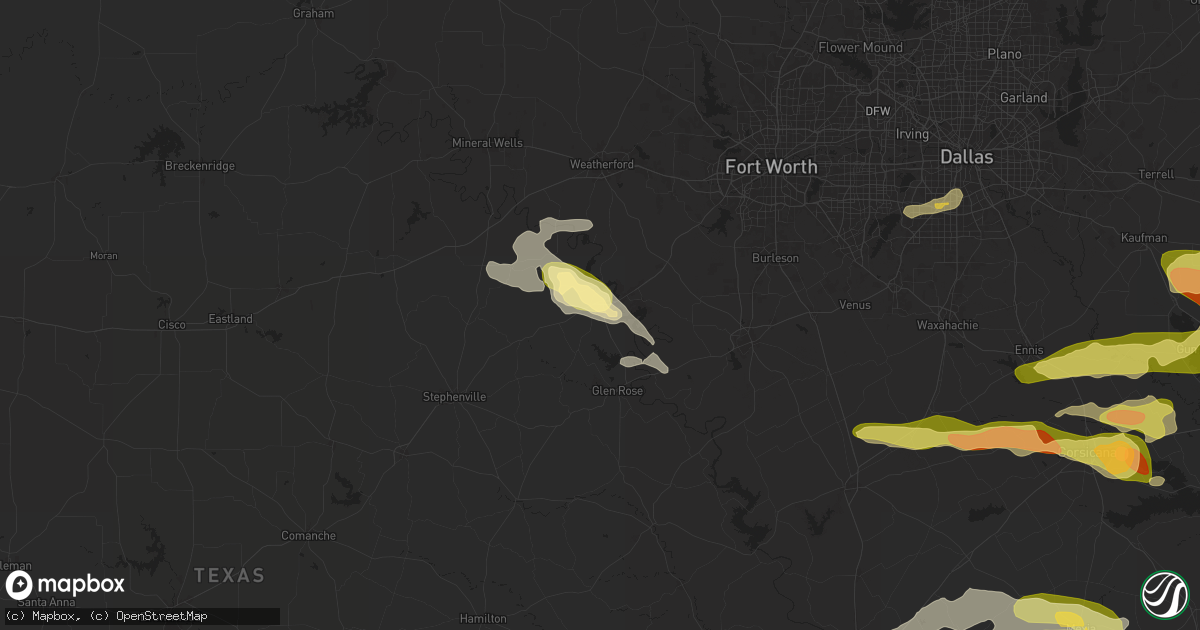 Hail map in Granbury, TX on May 24, 2024