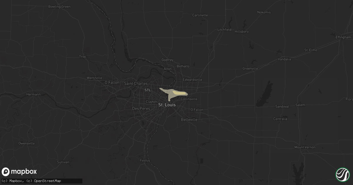 Hail map in Granite City, IL on May 24, 2024
