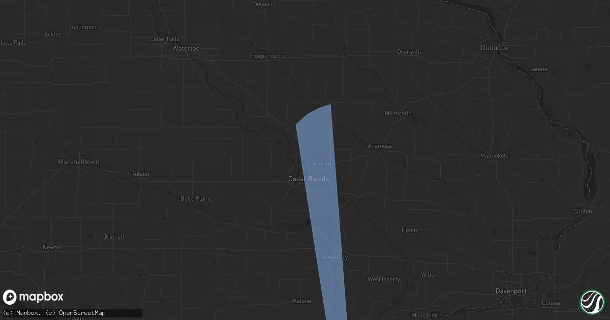 Hail map in Hiawatha, IA on May 24, 2024